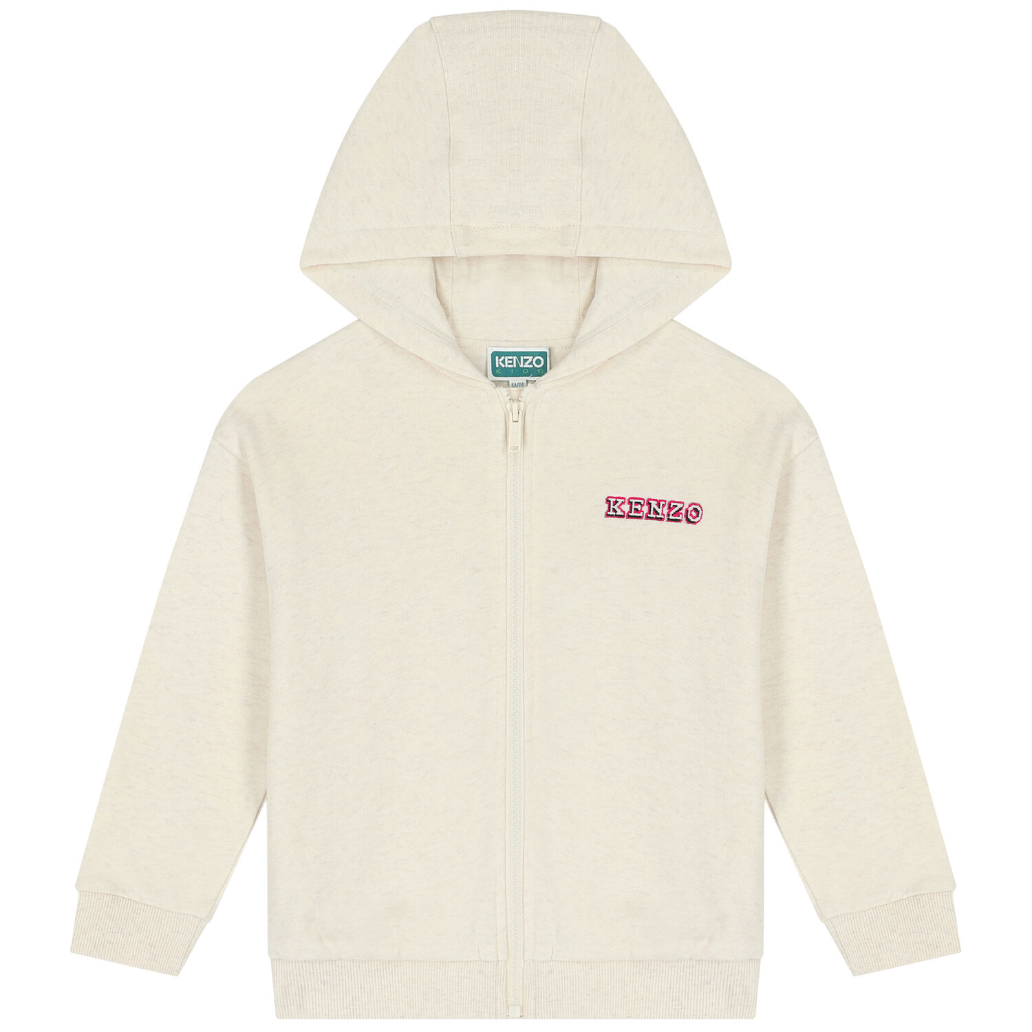 Girls Ivory Logo Hooded Zip Up Top, 1, hi-res